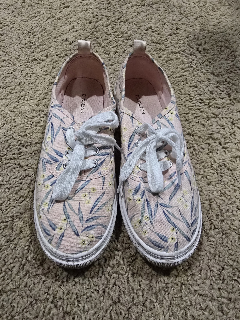 H&M Pink Floral Canvas Lace-Up Sneakers